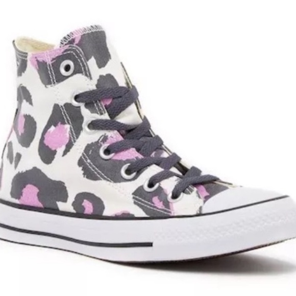 Converse All Star Chuck Taylor High Top Cheetah Pink Black Beige Womens Sz 8 - Picture 1 of 16